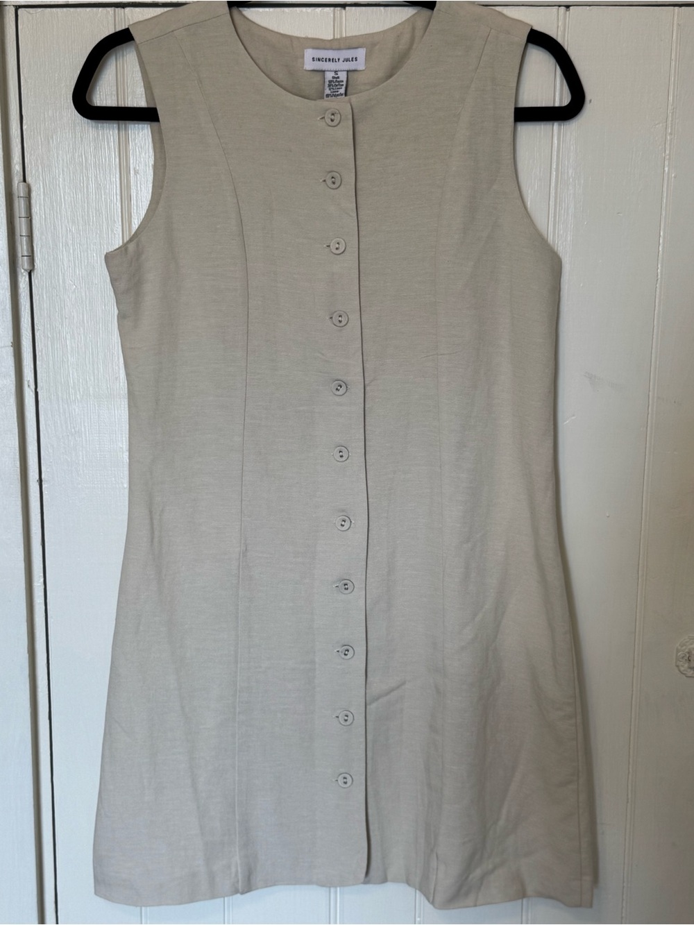Beige Button-Front Dress - Picture 2 of 4